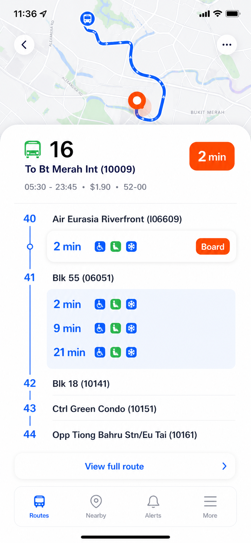 TransitNow live bus tracking screen